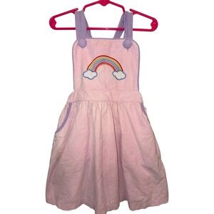 Stitchy Fish Girls Pink Corduroy Rainbow Jumper Dress Purple Straps 4T